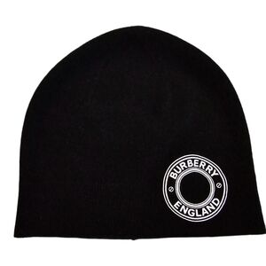 Burberry Logo Graphic Cashmere Blend Beanie Black One Size Authentic MSRP $380